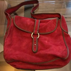 J Crew red suede handbag